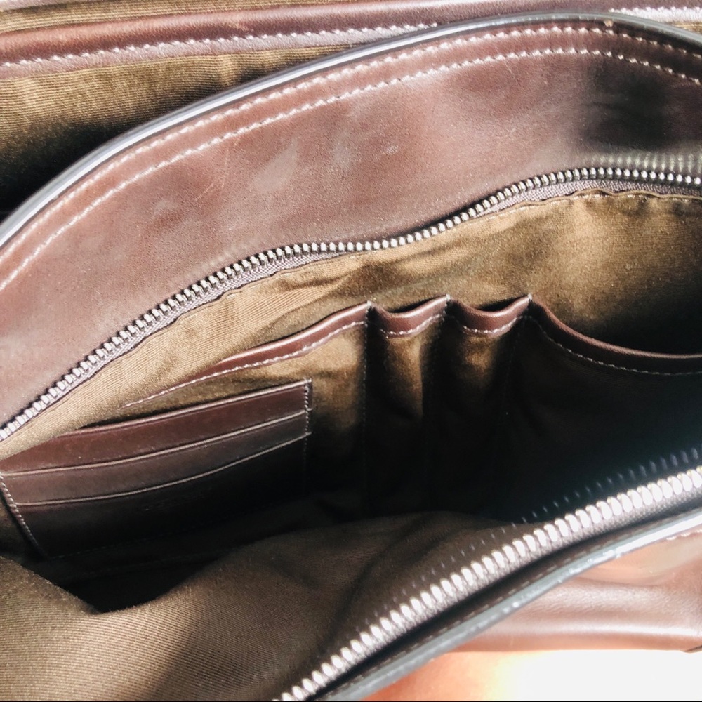 Coach Messenger Bag Brown Leather Laptop Bag - Picture 7 of 9